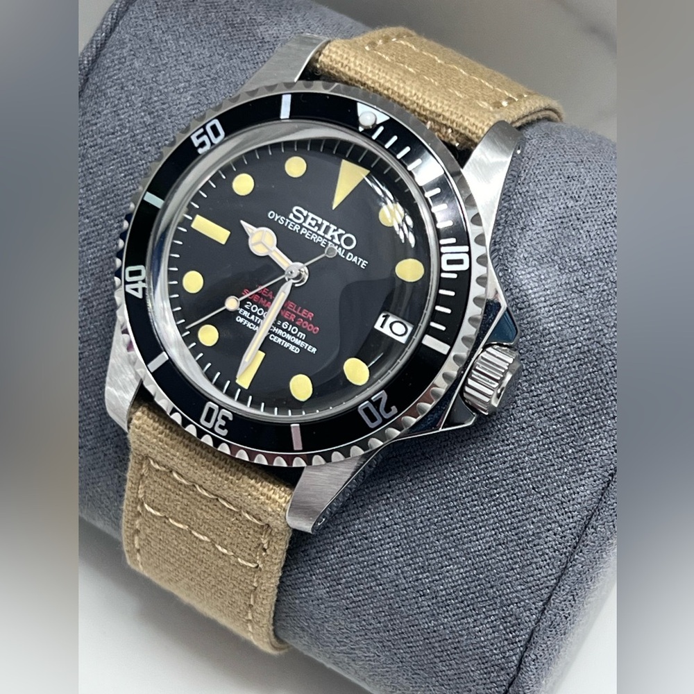 SEIKO SEA-DWELLER DOUBLE RED MOD WATCH NH35A AUTOMATIC MOVEMENT WITH WATCH BOX